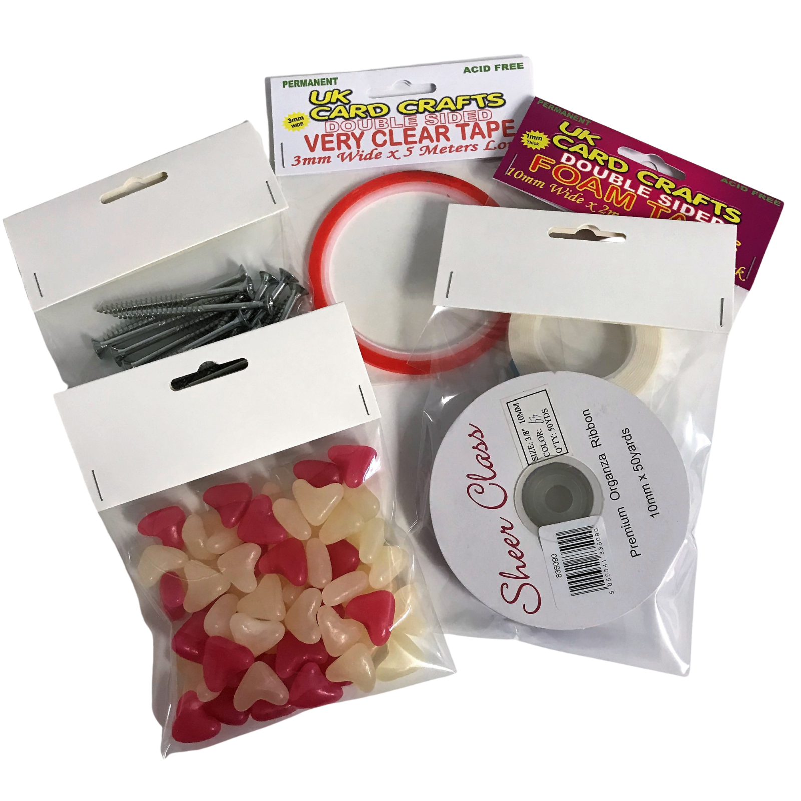 100 blank white header cards with euro slot and 100 free bags for retail product display packaging