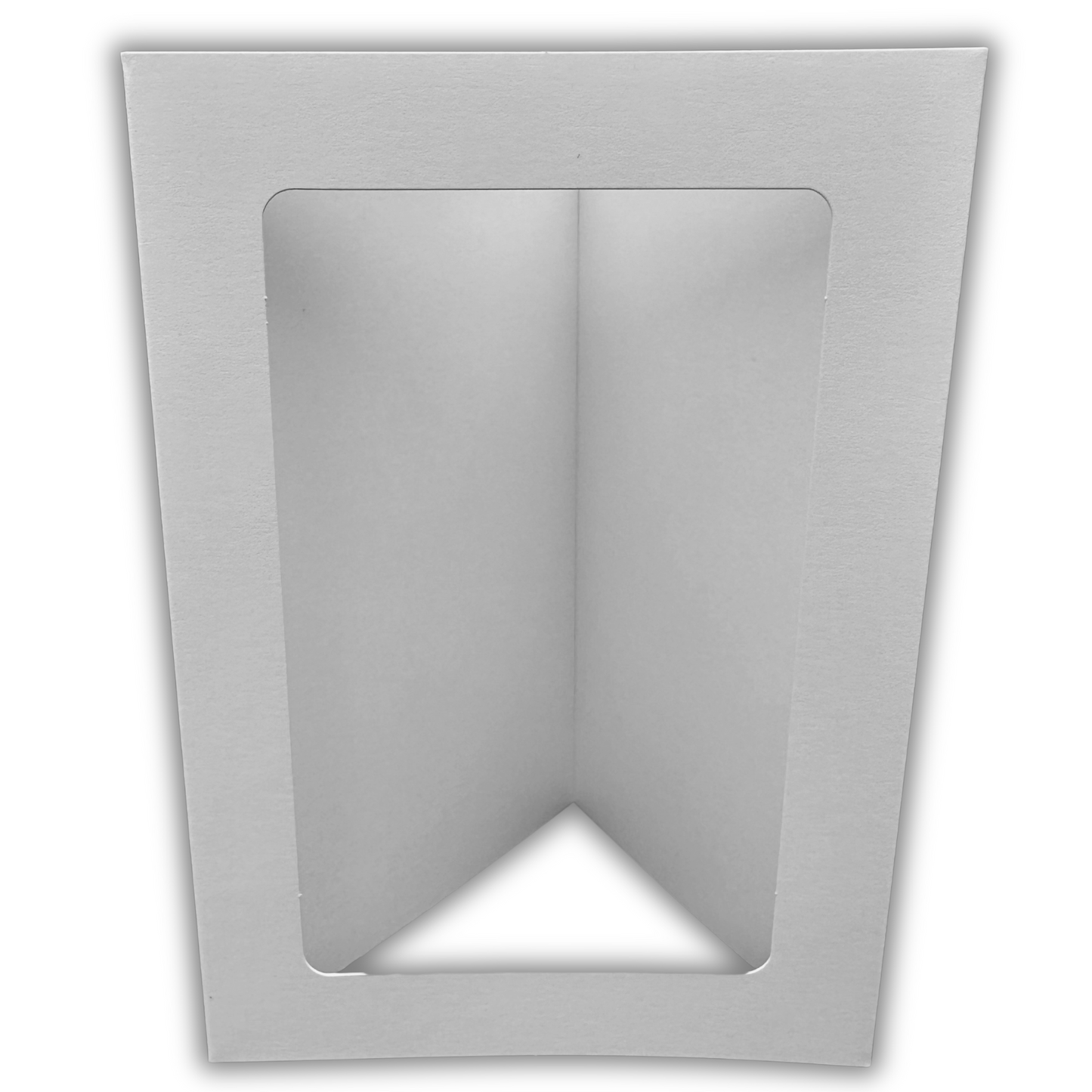10 Pack A6 White Rounded Oblong Rectangle Aperture Greeting Card Blanks & Envelopes, Tri-Fold - 300gsm