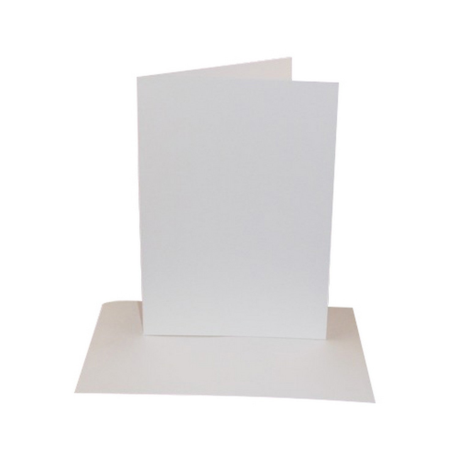 White greeting card on a matching envelope against a white background