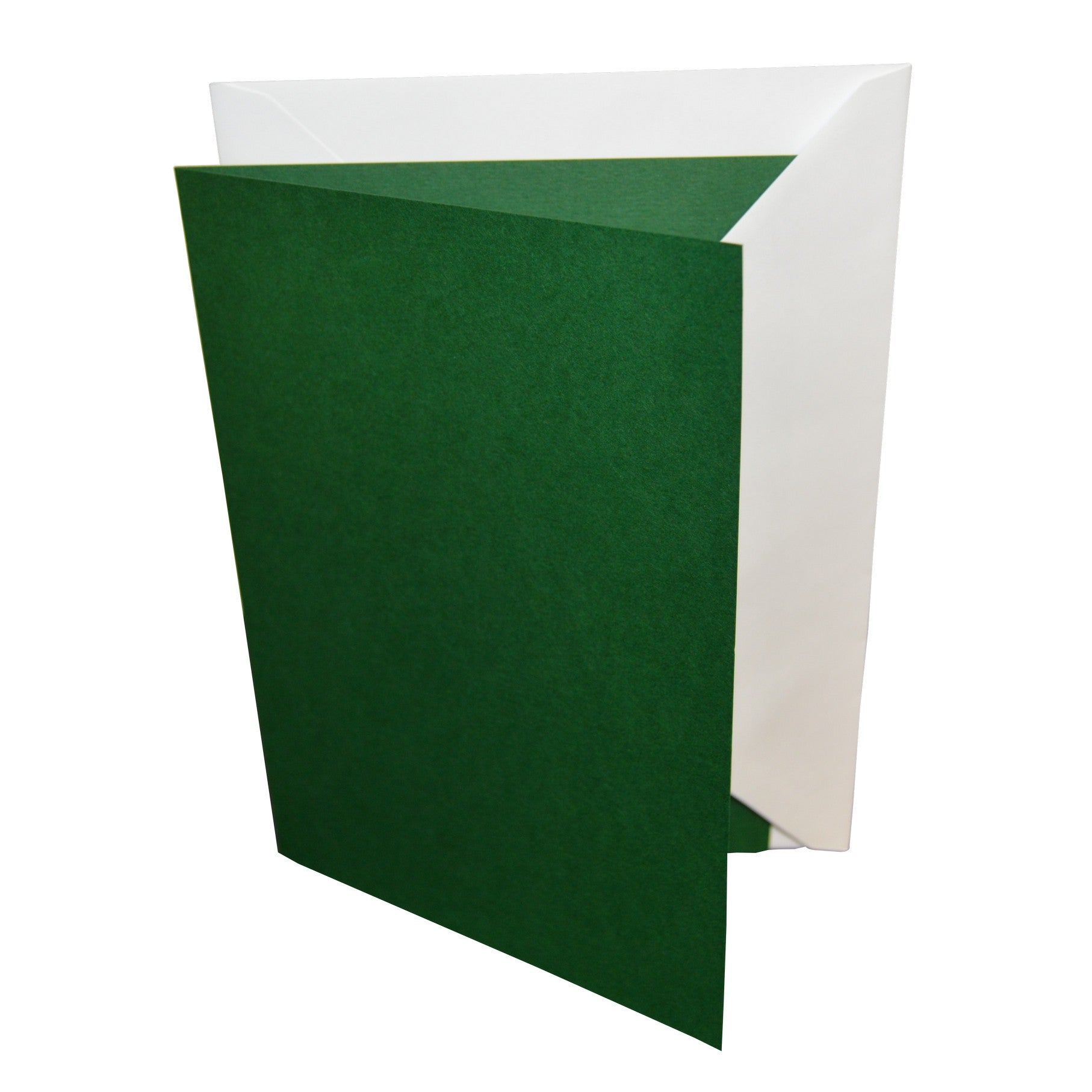 Green card with a white envelope on a white background