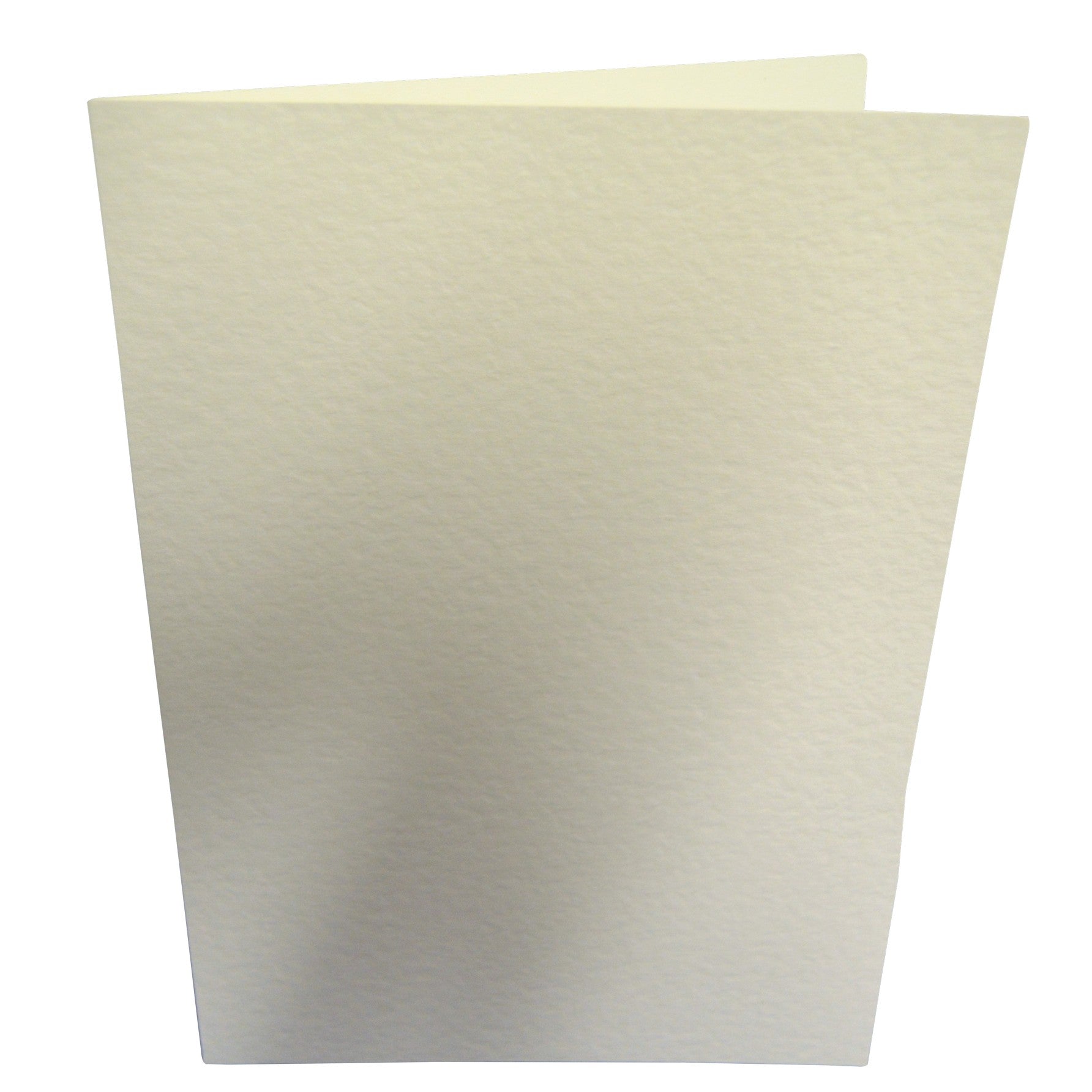 hammered ivory card blank folded in half standing