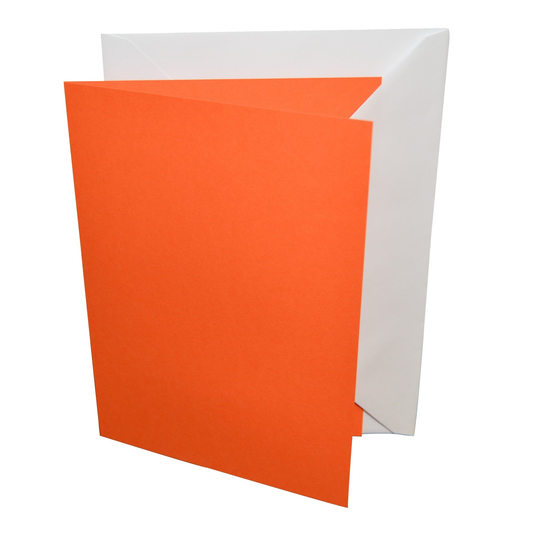 Orange greeting card with a white envelope on a white background