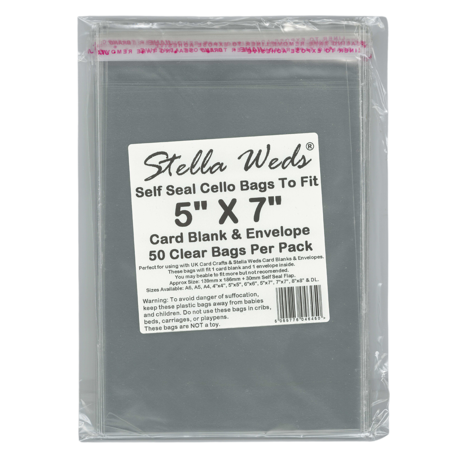 1000 x Clear Self Seal Bags To Fit 5x7 Card Blank & Envelope