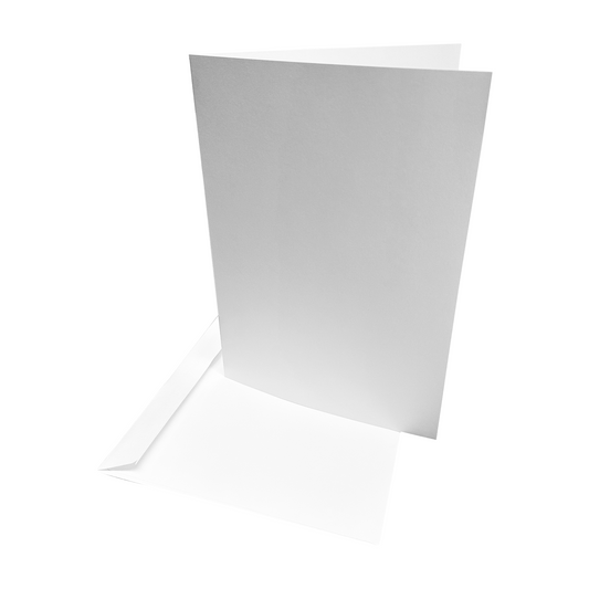 10 Pack – A4 White Card Blanks & Envelopes – 300gsm | A3 Folded to A4
