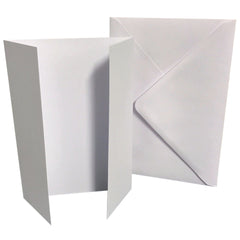 25 x A5 White GateFold Greeting Card Blanks & Envelopes - 300gsm