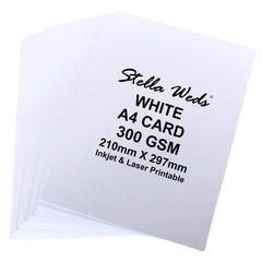 Stella Weds A4 White Card Stock 300gsm, 297mm x 210mm, Heavyweight Smooth Craft Card