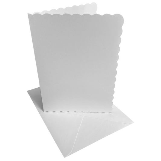 White scalloped-edge card on a white background
