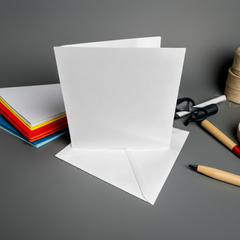10 Pack 4x4 White Greeting Card Blanks & Envelopes - 300gsm