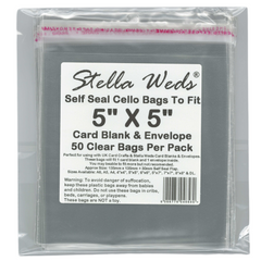 Pack of Stella Weds self-seal cello bags for 5x5 card blanks and envelopes.