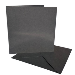 50 6x6 Square Black Greeting Card Blanks & Black Envelopes - 300gsm