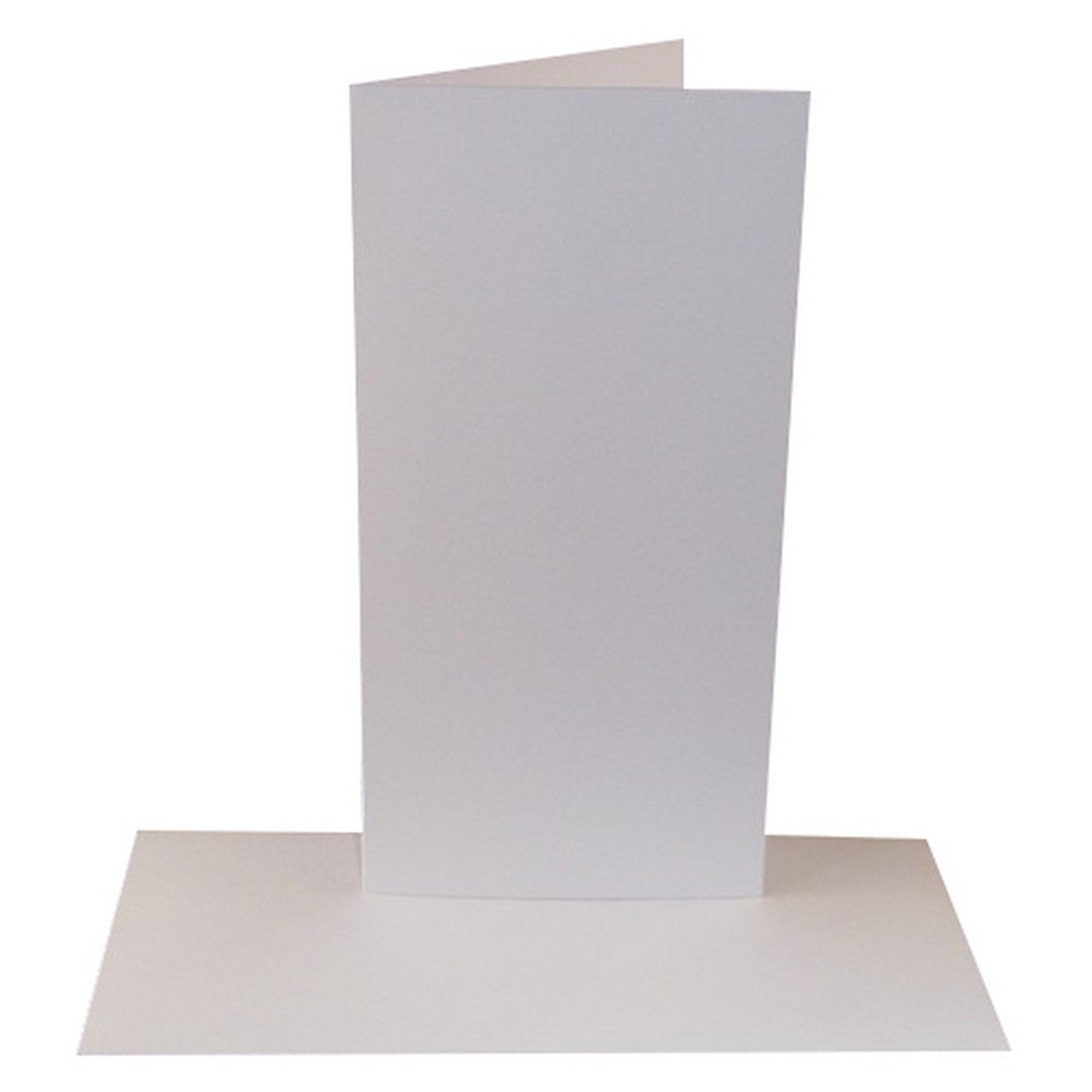 Neatly stacked DL slimline card blanks ready for handmade greeting cards and invitations.