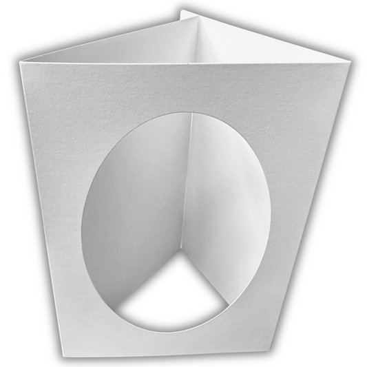 10 Pack A6 White Oval Aperture Greeting Card Blanks & Envelopes, Tri-Fold - 300gsm