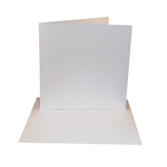 25 Pack - 8x8 Square White Greeting Card Blanks & Envelopes - 300gsm