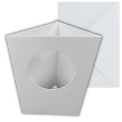 10 Pack A6 White Top Circle Aperture Greeting Card Blanks & Envelopes, Tri-Fold - 300gsm