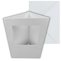 10 Pack A6 White Rounded Top Square Aperture Greeting Card Blanks & Envelopes, Tri-Fold - 300gsm