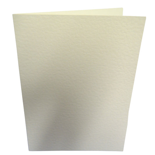 hammered ivory card blank folded in half standing