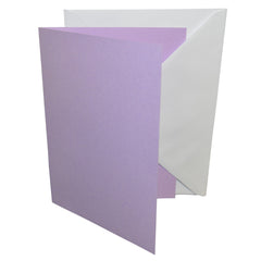 lilac card with a white envelope on a white background