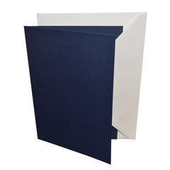 Navy blue card with a white envelope on a white background