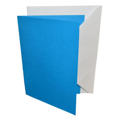 Blue card with a white envelope on a white background