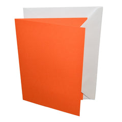 Orange greeting card with a white envelope on a white background
