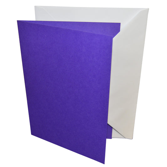 Purple card with a white envelope on a white background