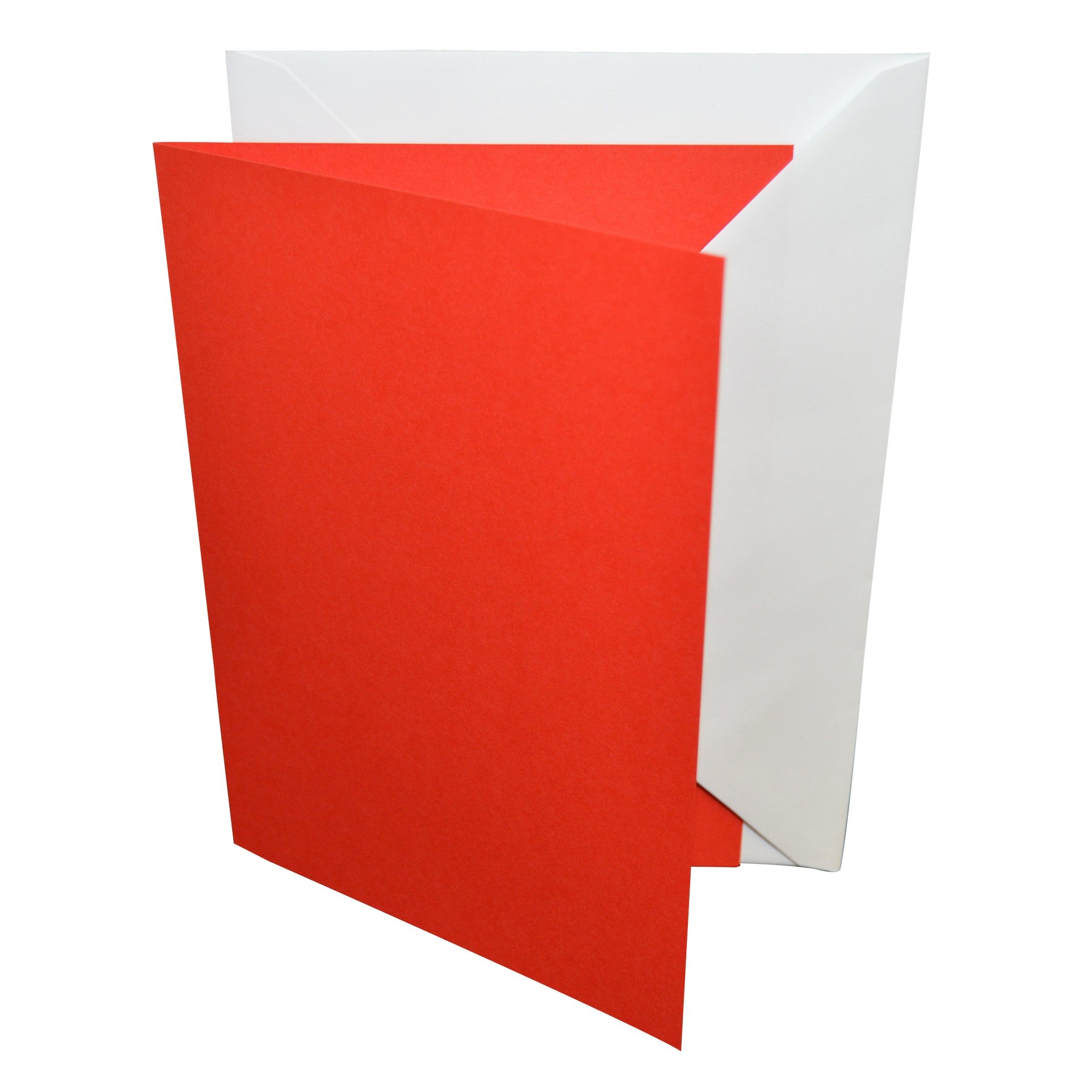 Red greeting card with white envelope on a white background