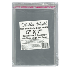 Clear Self Seal Bags To Fit 5x7 Card Blank & Envelope x 50 Per Pack
