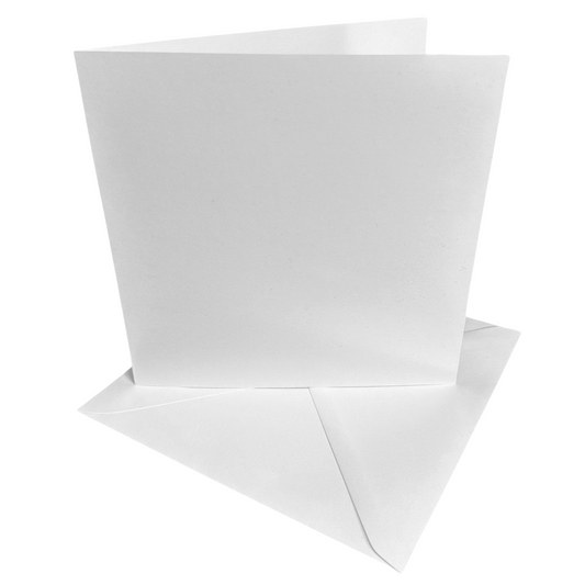 white greeting card with envelope on a white background