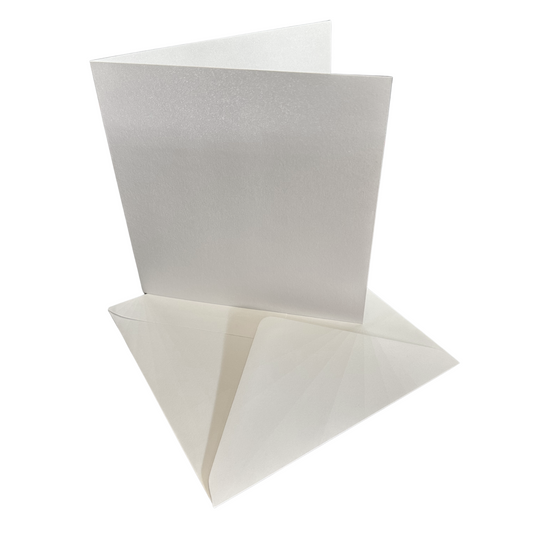 50 6x6 Square Pearl White Greeting Card Blanks & White Envelopes - 300gsm