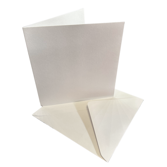 50 6x6 Square Pearl White Greeting Card Blanks & White Envelopes - 300gsm