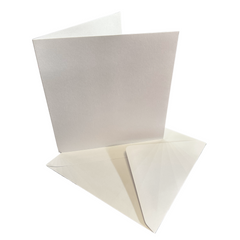 50 6x6 Square Pearl White Greeting Card Blanks & White Envelopes - 300gsm
