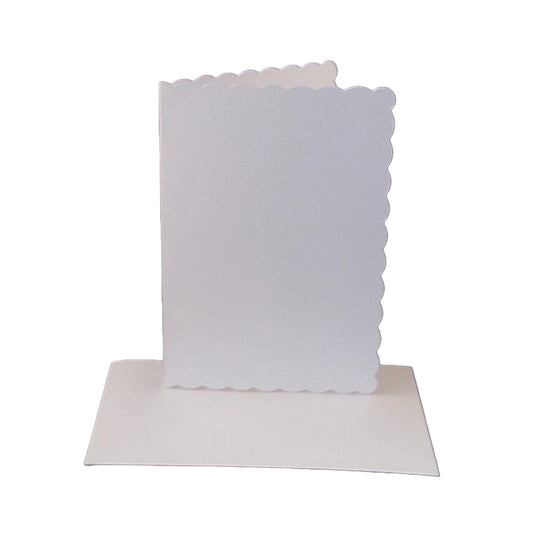 50 Pack - 5x7 Scalloped Greeting White Card Blanks & Envelopes - 300gsm