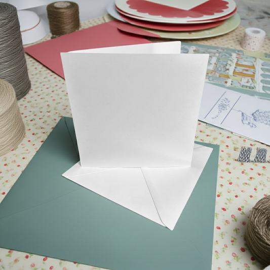 10 Pack 4x4 White Greeting Card Blanks & Envelopes - 300gsm